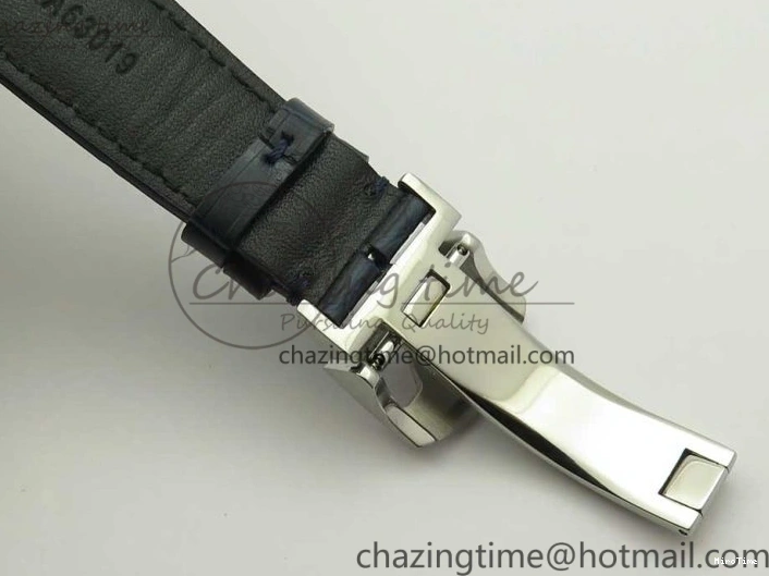 MIROTIME 0207 Portuguese Tourbillon IW5046 SS ZF Best Edition White Dial Blue Markers on Blue Leather Strap Fashionable 7149